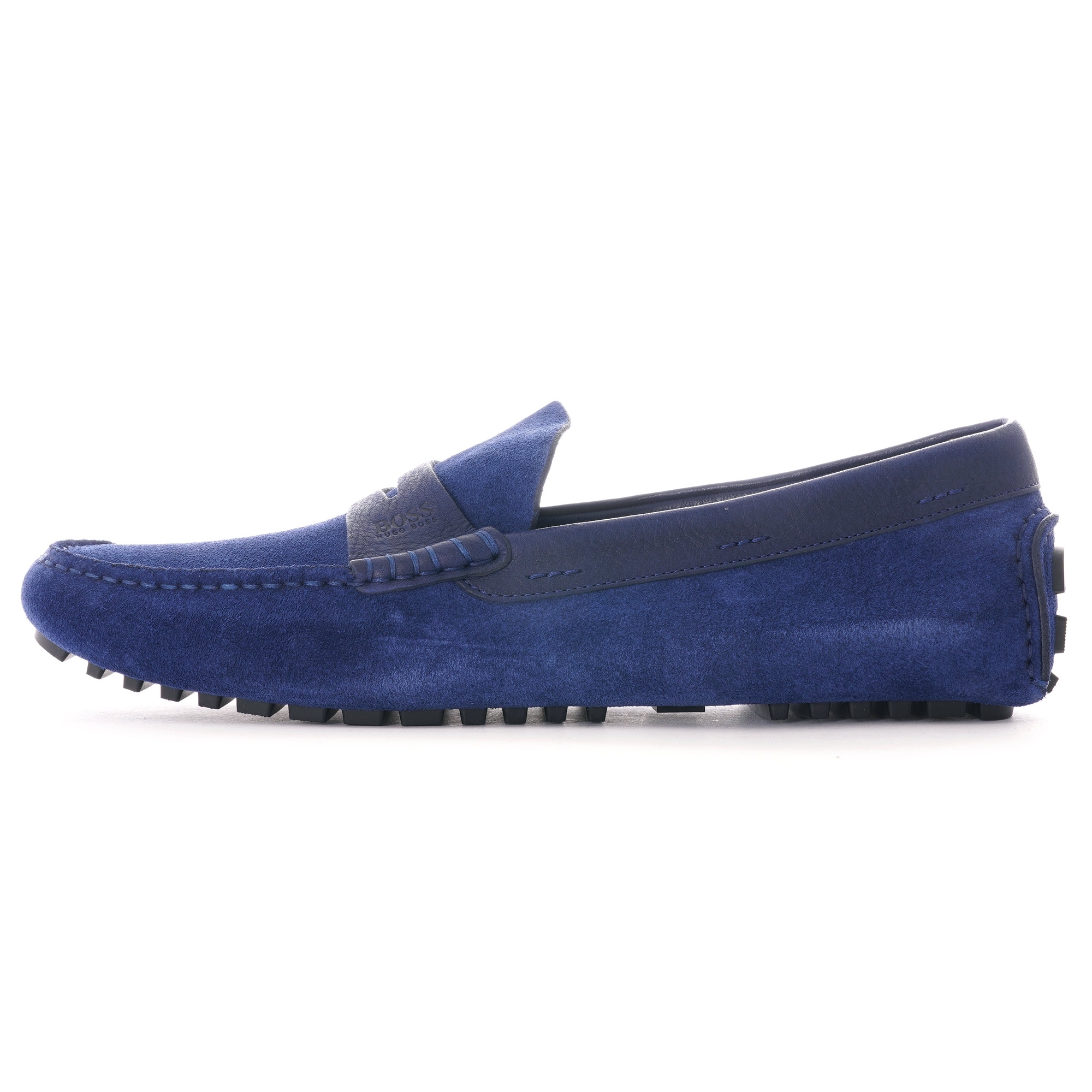 navy blue driving moccasins