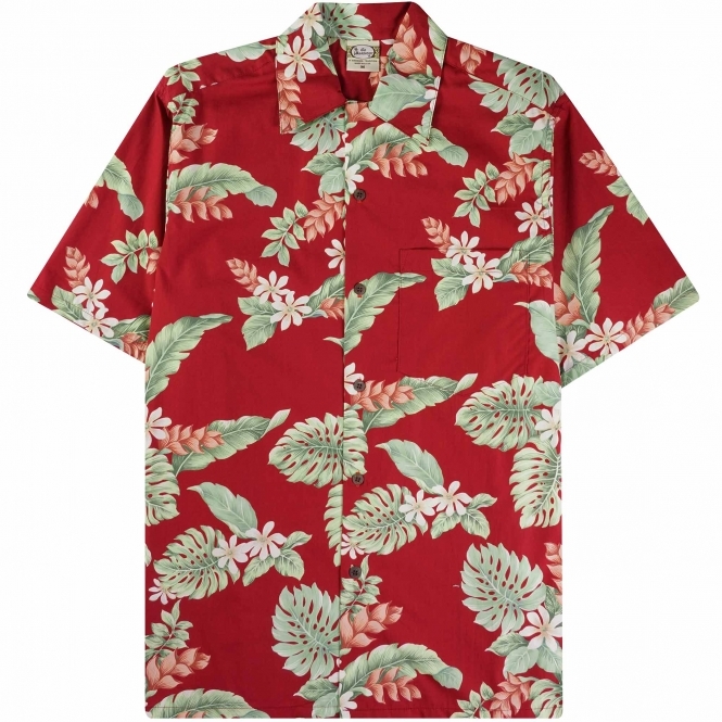 Go Barefoot Go Barefoot Convertible-Collar Printed Cotton Shirt - Tiare Red